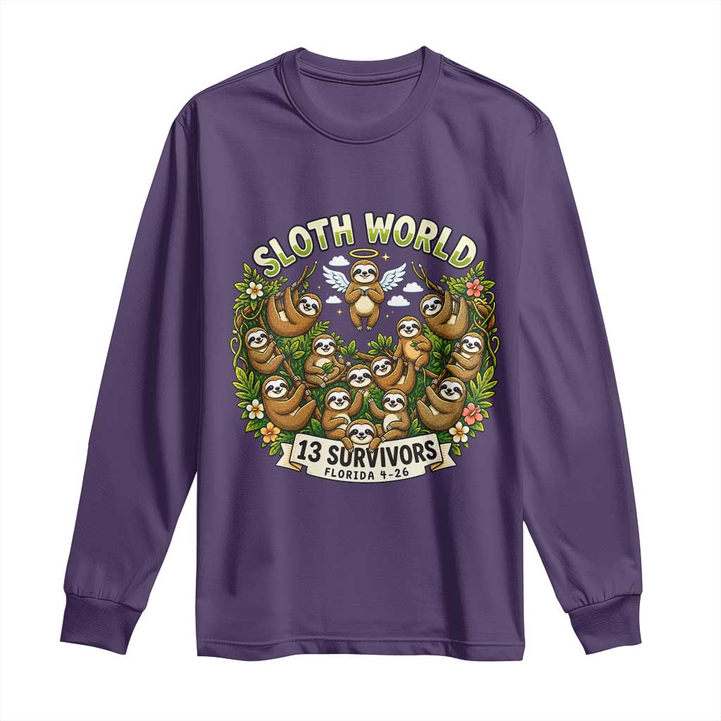 Sloth World 13 Survivors Animal Rescue Long Sleeve Shirt Memorial Tribute and Florida Wildlife Protection