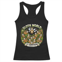 Sloth World 13 Survivors Animal Rescue Racerback Tank Top Memorial Tribute and Florida Wildlife Protection