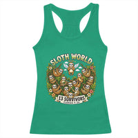 Sloth World 13 Survivors Animal Rescue Racerback Tank Top Memorial Tribute and Florida Wildlife Protection