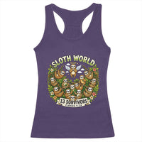 Sloth World 13 Survivors Animal Rescue Racerback Tank Top Memorial Tribute and Florida Wildlife Protection
