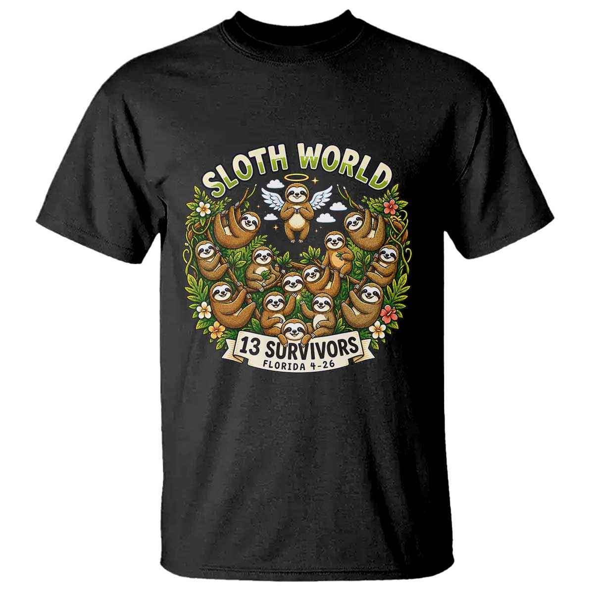 Sloth World 13 Survivors Animal Rescue T Shirt Memorial Tribute and Florida Wildlife Protection