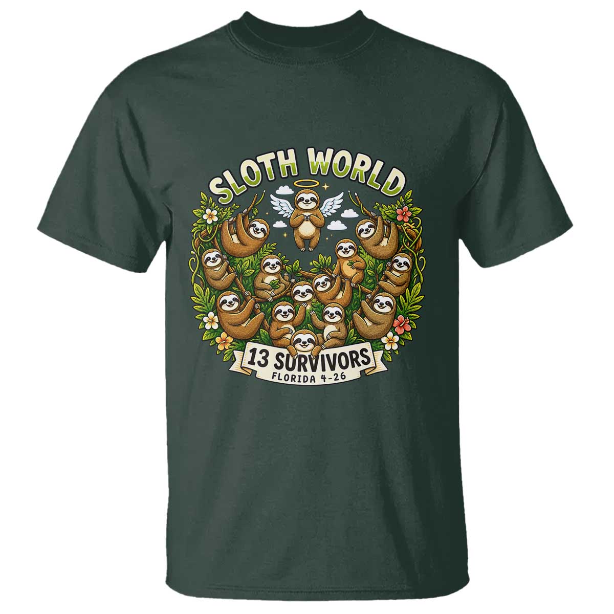 Sloth World 13 Survivors Animal Rescue T Shirt Memorial Tribute and Florida Wildlife Protection