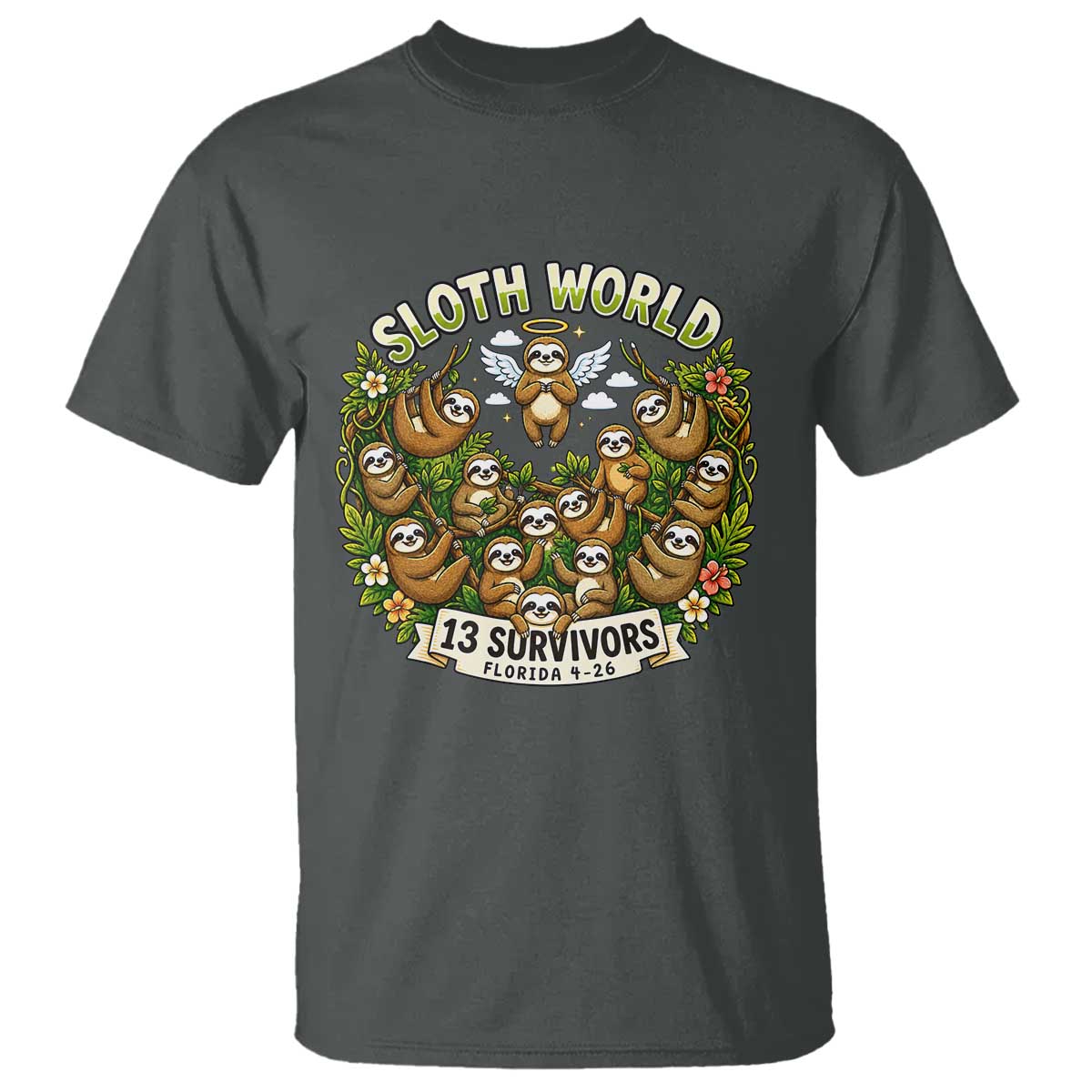 Sloth World 13 Survivors Animal Rescue T Shirt Memorial Tribute and Florida Wildlife Protection