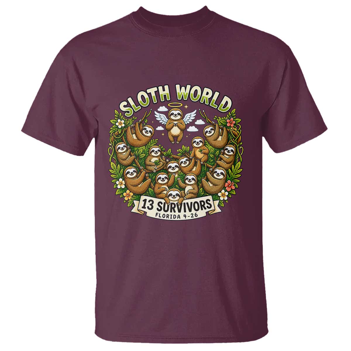 Sloth World 13 Survivors Animal Rescue T Shirt Memorial Tribute and Florida Wildlife Protection