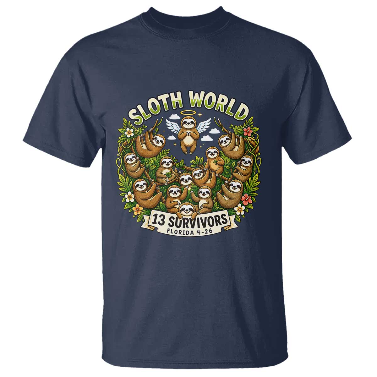 Sloth World 13 Survivors Animal Rescue T Shirt Memorial Tribute and Florida Wildlife Protection