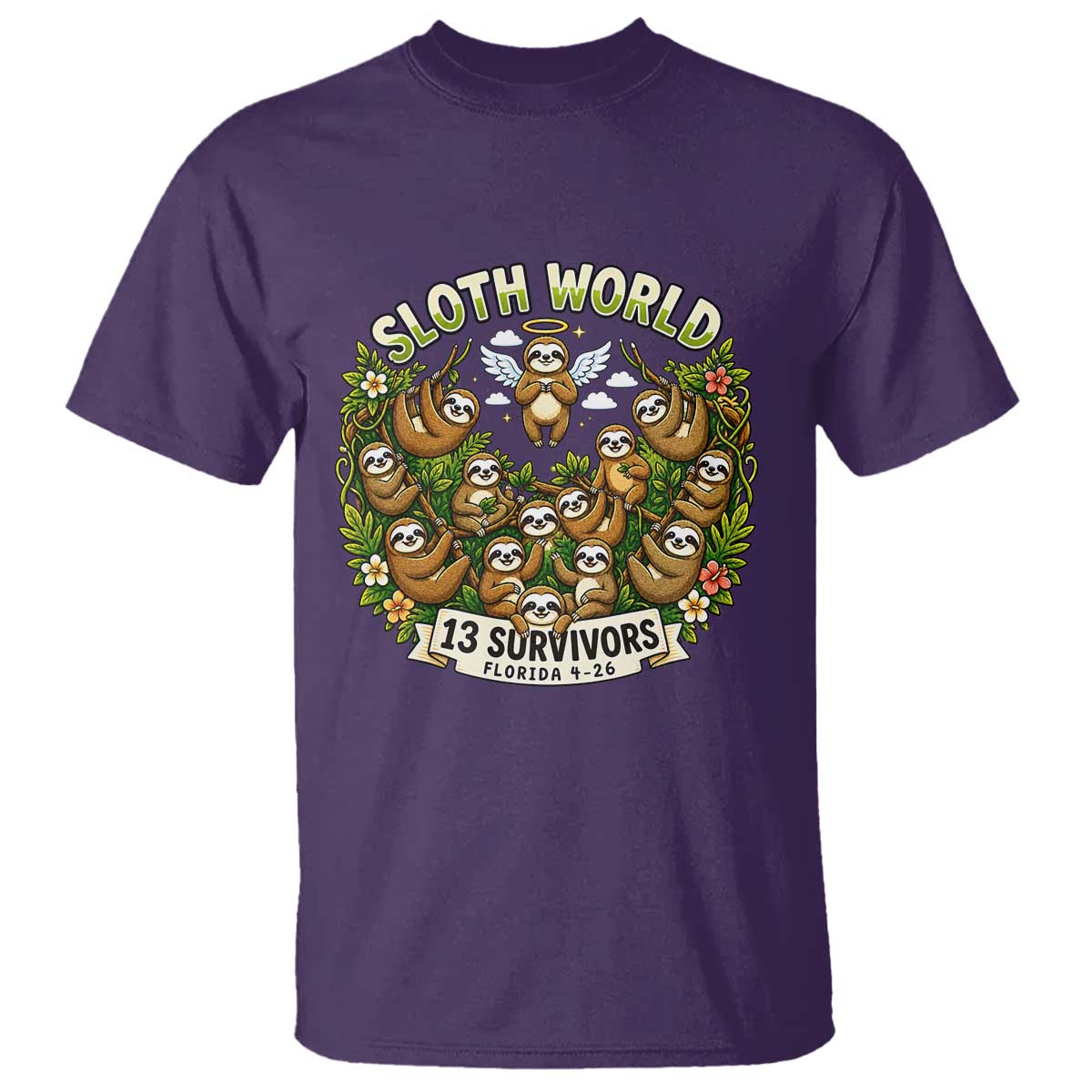 Sloth World 13 Survivors Animal Rescue T Shirt Memorial Tribute and Florida Wildlife Protection