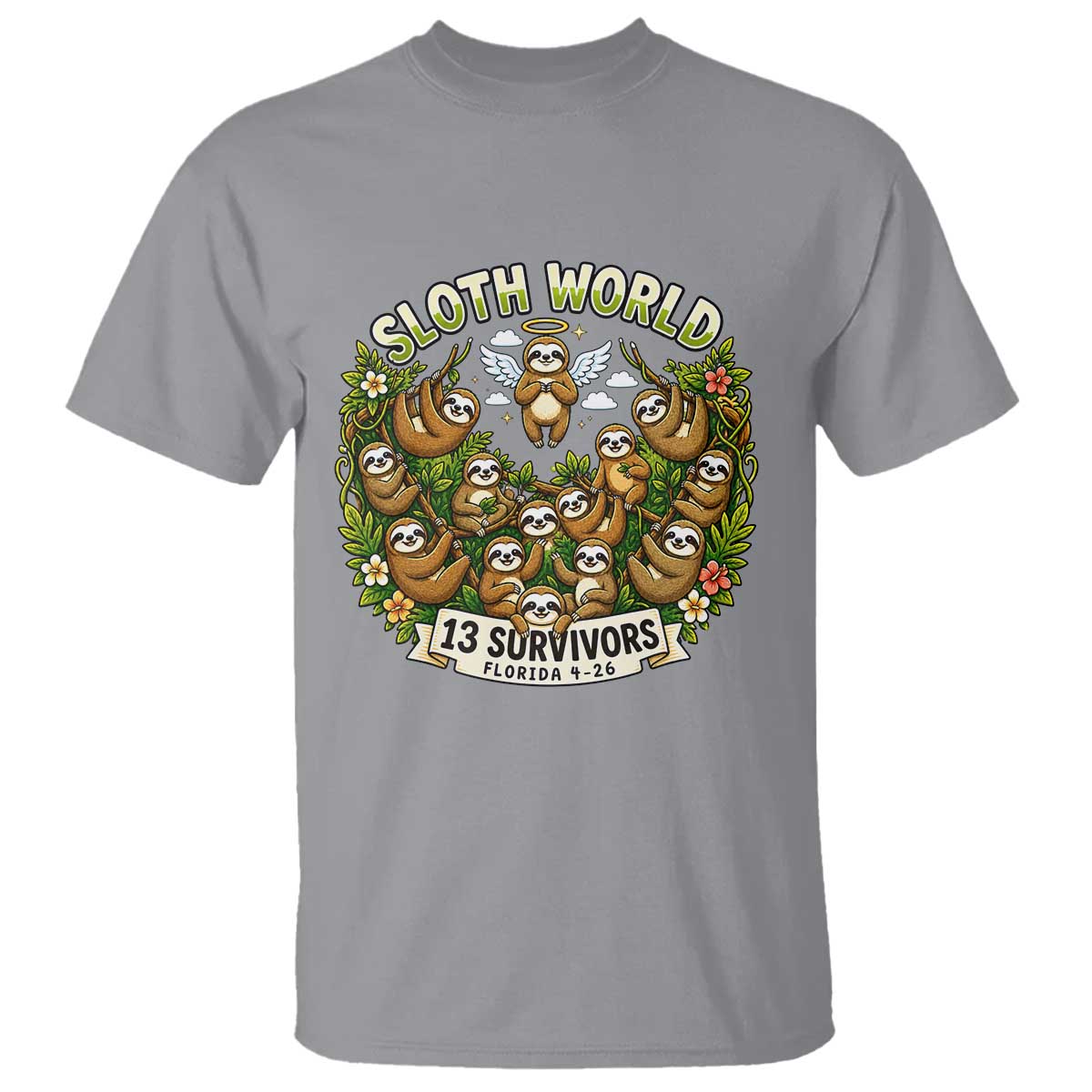 Sloth World 13 Survivors Animal Rescue T Shirt Memorial Tribute and Florida Wildlife Protection