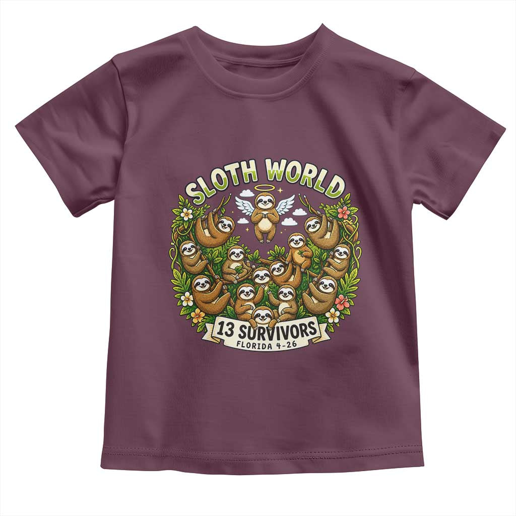 Sloth World 13 Survivors Animal Rescue Toddler T Shirt Memorial Tribute and Florida Wildlife Protection