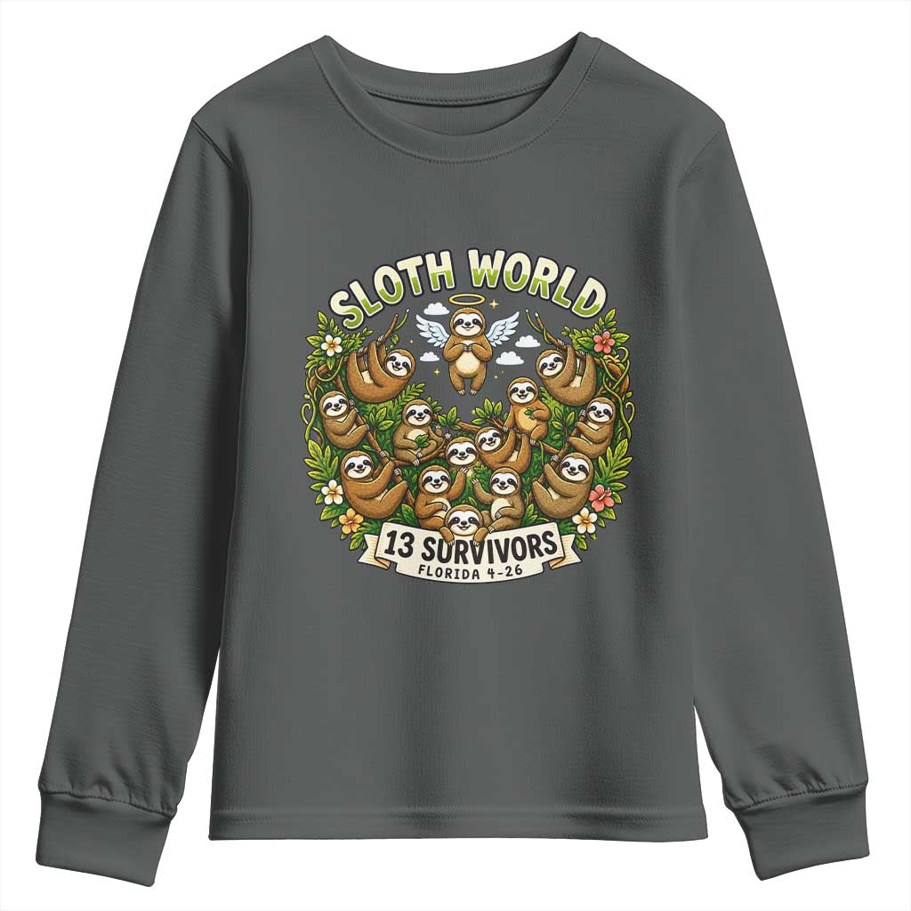 Sloth World 13 Survivors Animal Rescue Youth Sweatshirt Memorial Tribute and Florida Wildlife Protection