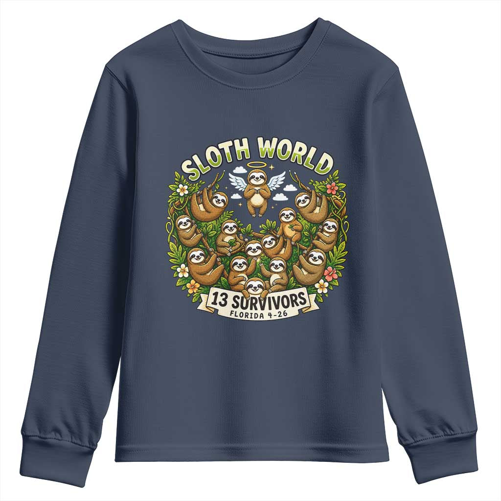 Sloth World 13 Survivors Animal Rescue Youth Sweatshirt Memorial Tribute and Florida Wildlife Protection
