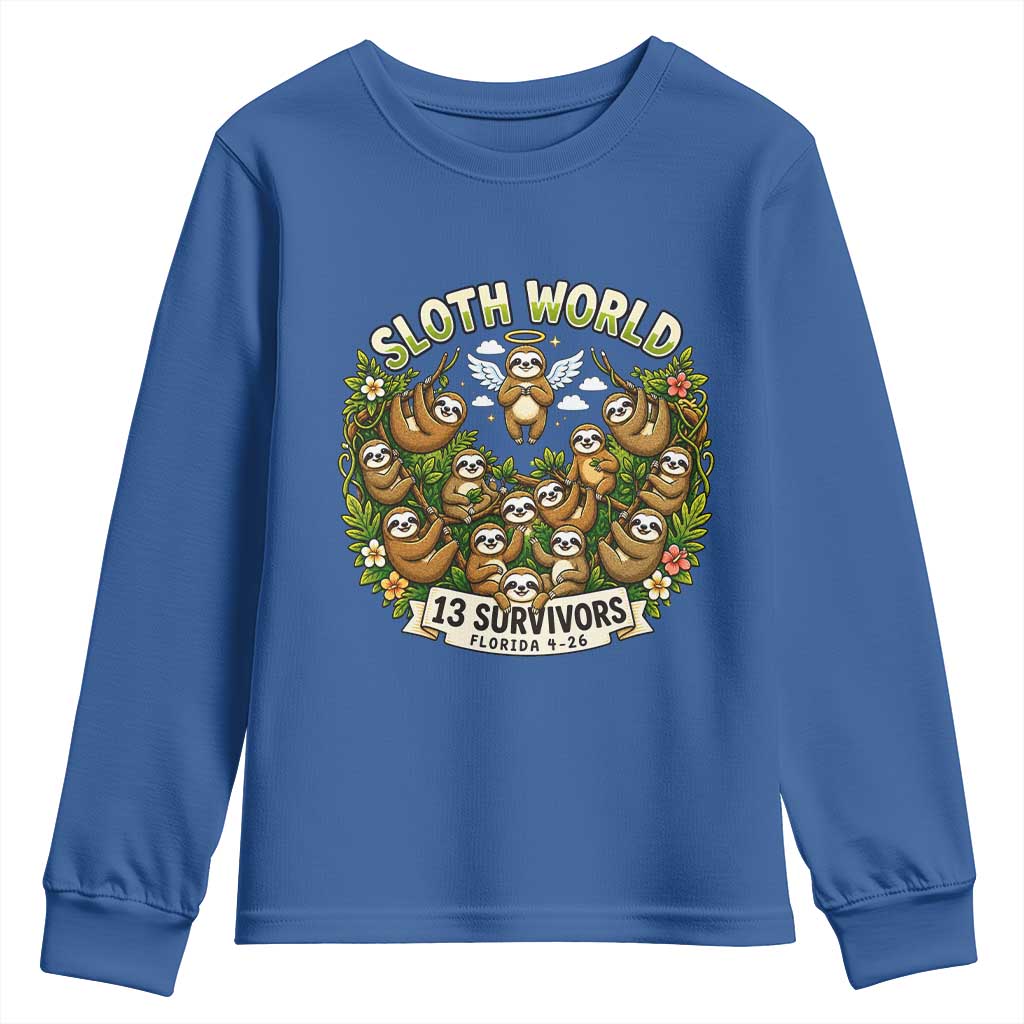 Sloth World 13 Survivors Animal Rescue Youth Sweatshirt Memorial Tribute and Florida Wildlife Protection