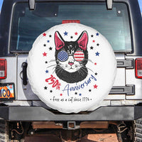 Free As A Cat Since 1776 Funny Patriotic Spare Tire Cover Cool American Flag Sunglasses Cat 250th Anniversary Semiquincentennial