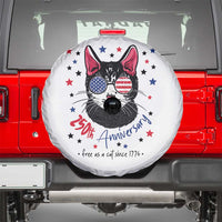 Free As A Cat Since 1776 Funny Patriotic Spare Tire Cover Cool American Flag Sunglasses Cat 250th Anniversary Semiquincentennial