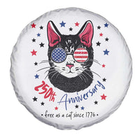 Free As A Cat Since 1776 Funny Patriotic Spare Tire Cover Cool American Flag Sunglasses Cat 250th Anniversary Semiquincentennial