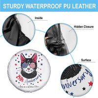 Free As A Cat Since 1776 Funny Patriotic Spare Tire Cover Cool American Flag Sunglasses Cat 250th Anniversary Semiquincentennial
