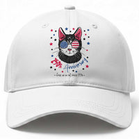 Free As A Cat Since 1776 Funny Patriotic Baseball Cap Cool American Flag Sunglasses Cat 250th Anniversary Semiquincentennial