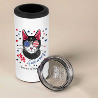 Free As A Cat Since 1776 Funny Patriotic 4 in 1 Can Cooler Tumbler Cool American Flag Sunglasses Cat 250th Anniversary Semiquincentennial