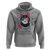 Free As A Cat Since 1776 Funny Patriotic Hoodie Cool American Flag Sunglasses Cat 250th Anniversary Semiquincentennial