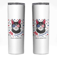 Free As A Cat Since 1776 Funny Patriotic Skinny Tumbler Cool American Flag Sunglasses Cat 250th Anniversary Semiquincentennial