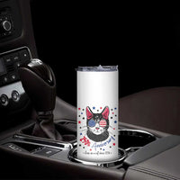 Free As A Cat Since 1776 Funny Patriotic Skinny Tumbler Cool American Flag Sunglasses Cat 250th Anniversary Semiquincentennial