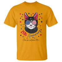 Free As A Cat Since 1776 Funny Patriotic T Shirt Cool American Flag Sunglasses Cat 250th Anniversary Semiquincentennial