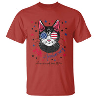 Free As A Cat Since 1776 Funny Patriotic T Shirt Cool American Flag Sunglasses Cat 250th Anniversary Semiquincentennial