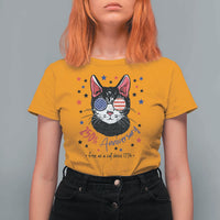 Free As A Cat Since 1776 Funny Patriotic T Shirt For Women Cool American Flag Sunglasses Cat 250th Anniversary Semiquincentennial