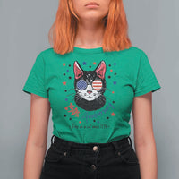 Free As A Cat Since 1776 Funny Patriotic T Shirt For Women Cool American Flag Sunglasses Cat 250th Anniversary Semiquincentennial