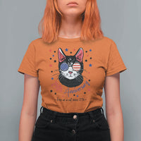Free As A Cat Since 1776 Funny Patriotic T Shirt For Women Cool American Flag Sunglasses Cat 250th Anniversary Semiquincentennial