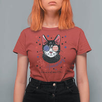 Free As A Cat Since 1776 Funny Patriotic T Shirt For Women Cool American Flag Sunglasses Cat 250th Anniversary Semiquincentennial