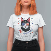 Free As A Cat Since 1776 Funny Patriotic T Shirt For Women Cool American Flag Sunglasses Cat 250th Anniversary Semiquincentennial