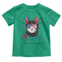 Free As A Cat Since 1776 Funny Patriotic Toddler T Shirt Cool American Flag Sunglasses Cat 250th Anniversary Semiquincentennial