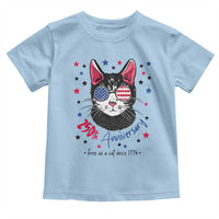 Free As A Cat Since 1776 Funny Patriotic Toddler T Shirt Cool American Flag Sunglasses Cat 250th Anniversary Semiquincentennial