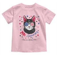 Free As A Cat Since 1776 Funny Patriotic Toddler T Shirt Cool American Flag Sunglasses Cat 250th Anniversary Semiquincentennial