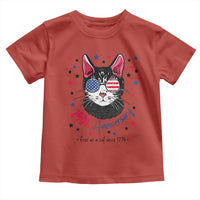 Free As A Cat Since 1776 Funny Patriotic Toddler T Shirt Cool American Flag Sunglasses Cat 250th Anniversary Semiquincentennial