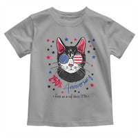 Free As A Cat Since 1776 Funny Patriotic Toddler T Shirt Cool American Flag Sunglasses Cat 250th Anniversary Semiquincentennial