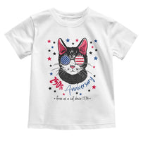 Free As A Cat Since 1776 Funny Patriotic Toddler T Shirt Cool American Flag Sunglasses Cat 250th Anniversary Semiquincentennial