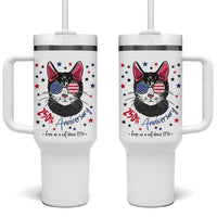 Free As A Cat Since 1776 Funny Patriotic Tumbler With Handle Cool American Flag Sunglasses Cat 250th Anniversary Semiquincentennial