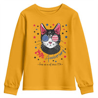 Free As A Cat Since 1776 Funny Patriotic Youth Sweatshirt Cool American Flag Sunglasses Cat 250th Anniversary Semiquincentennial
