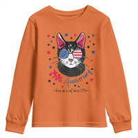 Free As A Cat Since 1776 Funny Patriotic Youth Sweatshirt Cool American Flag Sunglasses Cat 250th Anniversary Semiquincentennial