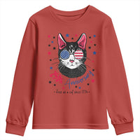 Free As A Cat Since 1776 Funny Patriotic Youth Sweatshirt Cool American Flag Sunglasses Cat 250th Anniversary Semiquincentennial
