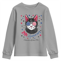 Free As A Cat Since 1776 Funny Patriotic Youth Sweatshirt Cool American Flag Sunglasses Cat 250th Anniversary Semiquincentennial
