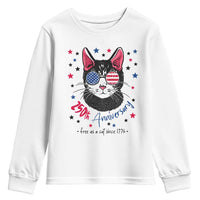 Free As A Cat Since 1776 Funny Patriotic Youth Sweatshirt Cool American Flag Sunglasses Cat 250th Anniversary Semiquincentennial