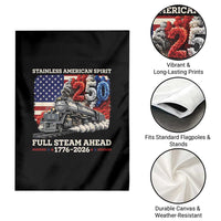 Stainless American Spirit Full Steam Ahead Garden Flag 250 Years Freedom Semiquincentennial Steam Locomotive