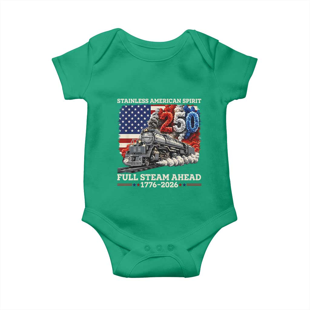 Stainless American Spirit Full Steam Ahead Baby Onesie 250 Years Freedom Semiquincentennial Steam Locomotive