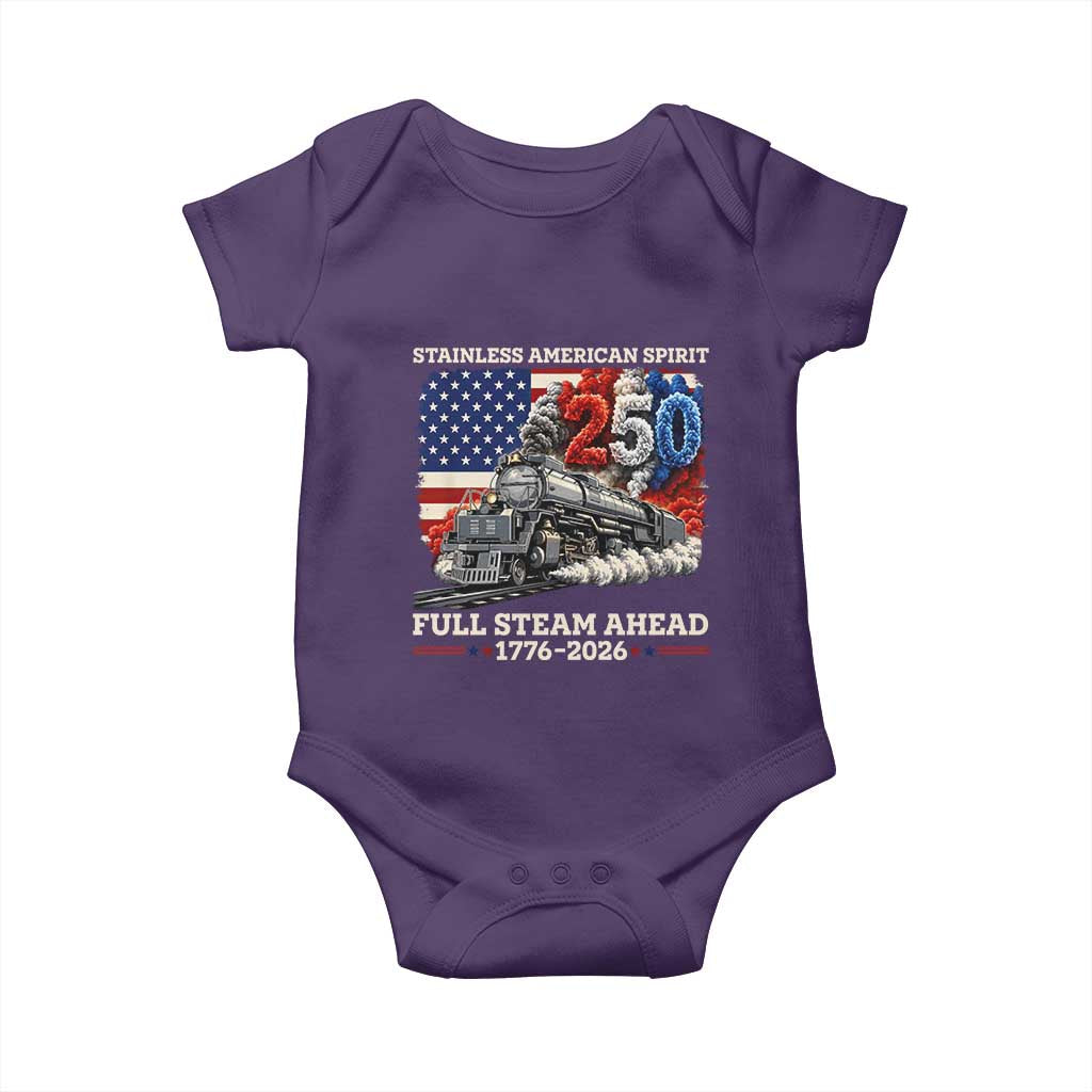 Stainless American Spirit Full Steam Ahead Baby Onesie 250 Years Freedom Semiquincentennial Steam Locomotive