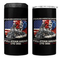 Stainless American Spirit Full Steam Ahead 4 in 1 Can Cooler Tumbler 250 Years Freedom Semiquincentennial Steam Locomotive
