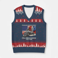 Stainless American Spirit Full Steam Ahead V-Neck Knit Sweater Vest 250 Years Freedom Semiquincentennial Steam Locomotive