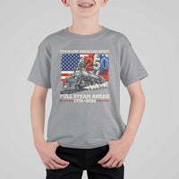 Stainless American Spirit Full Steam Ahead T Shirt For Kid 250 Years Freedom Semiquincentennial Steam Locomotive