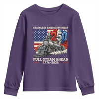 Stainless American Spirit Full Steam Ahead Youth Sweatshirt 250 Years Freedom Semiquincentennial Steam Locomotive